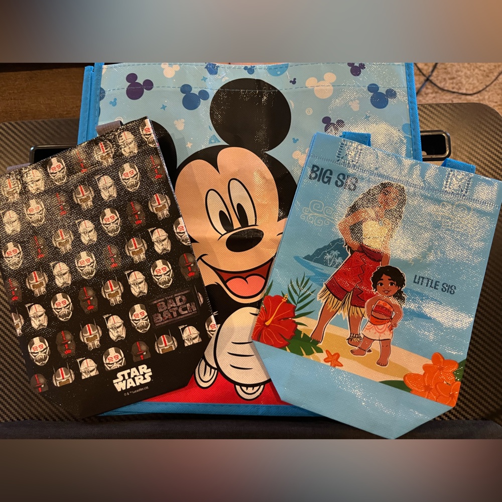 Disney Mickey Mouse Star Wars Moana Tote Halloween gift  Bags set of 3